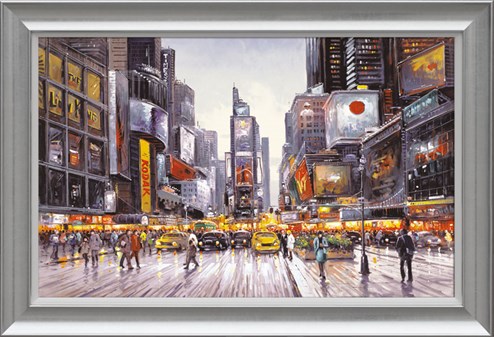 Times Square Morning by Henderson Cisz - Framed Embellished Canvas on Board